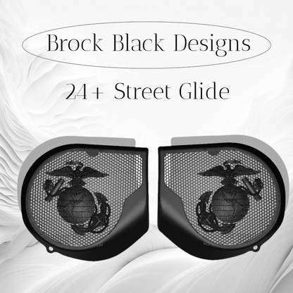 97-25+ Harley inner Touring 3D USMC speakers grill covers set