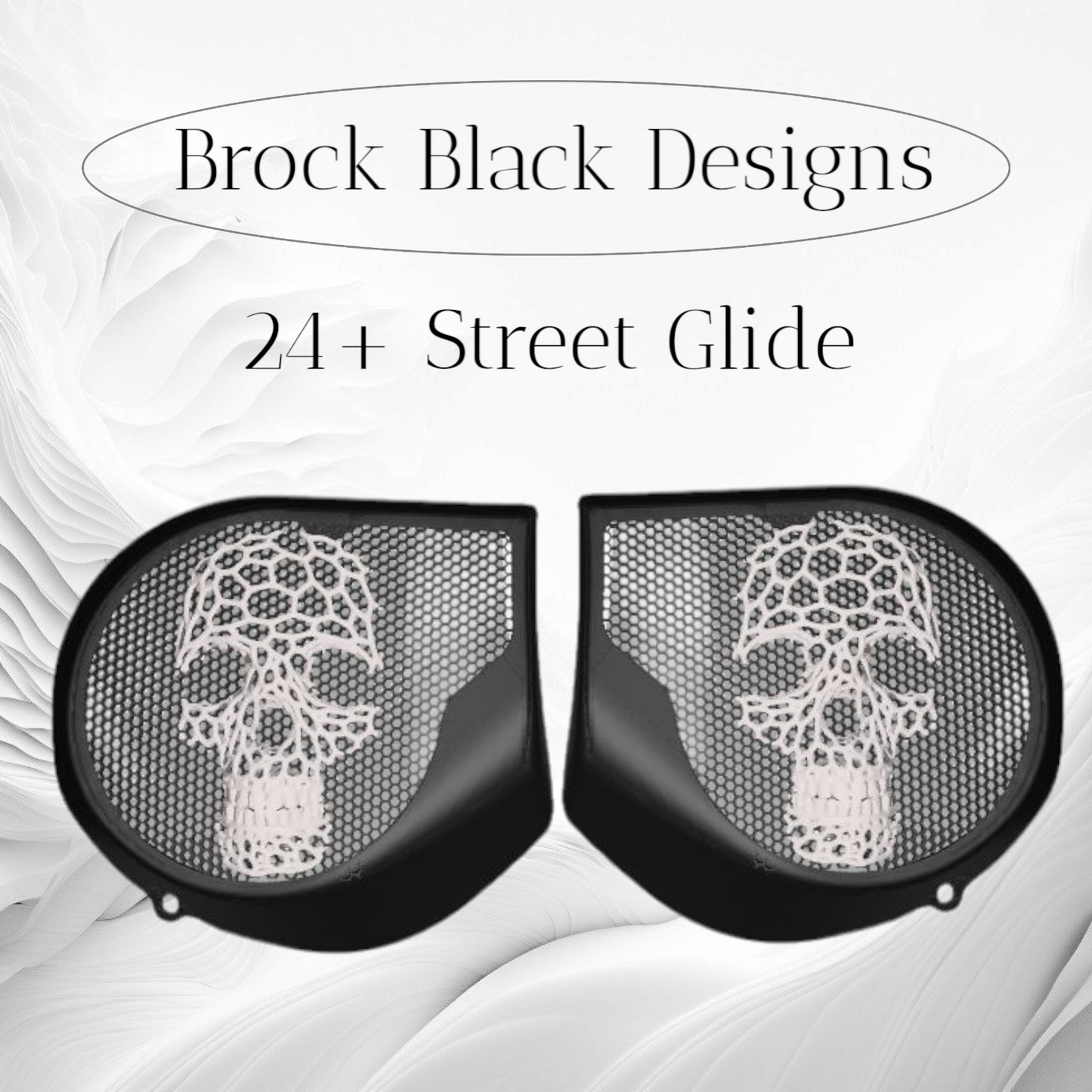 97-25+ Harley inner Touring 3D webbed skull speakers grill covers set