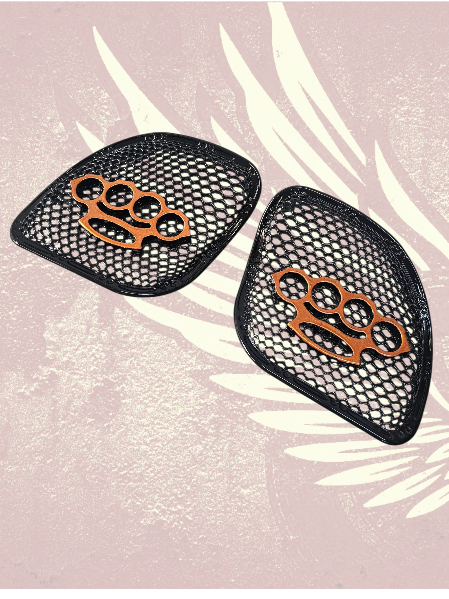 98-2024 Road Glide 3D brass knuckles speakers grill covers set