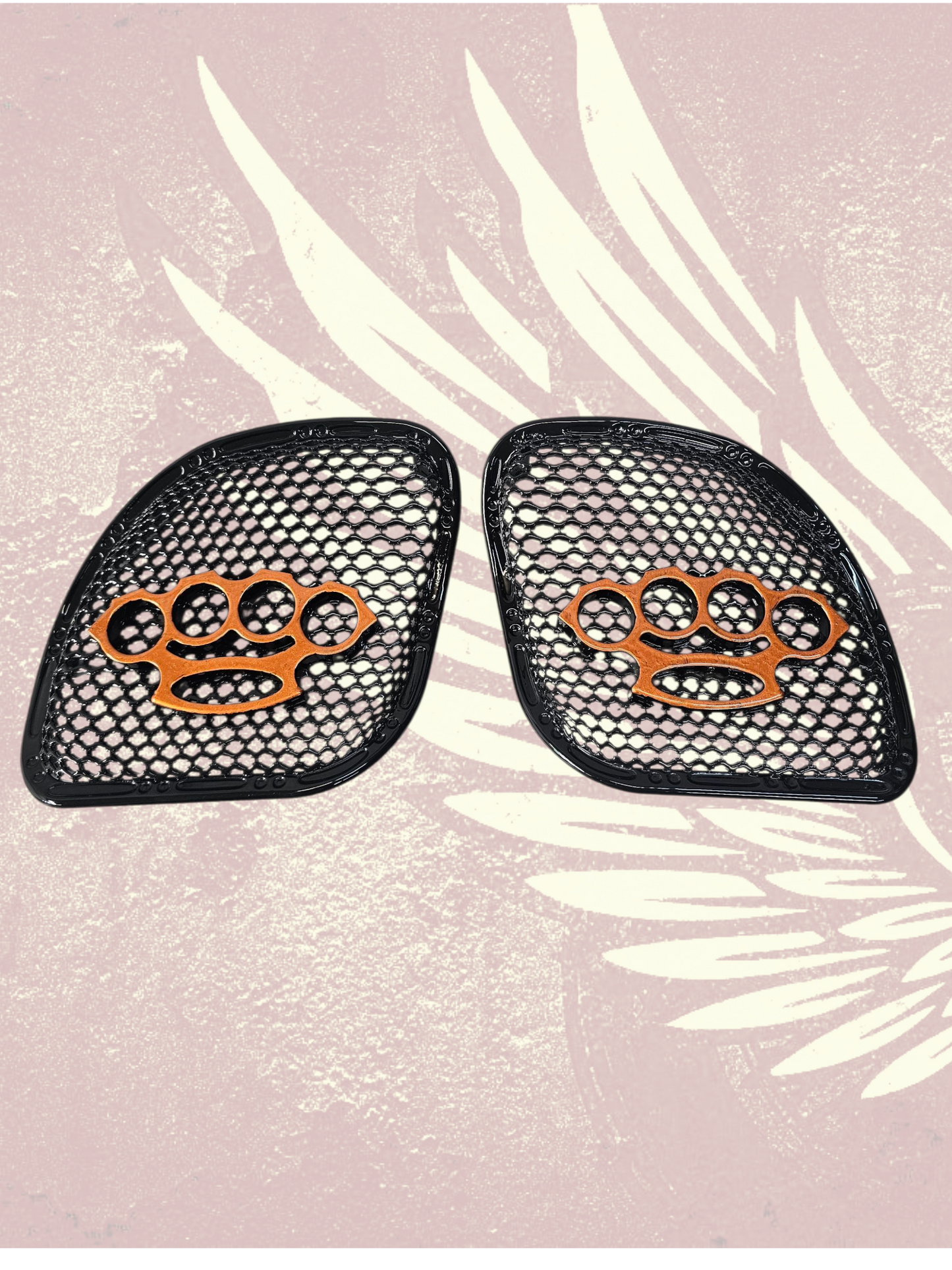 98-2024 Road Glide 3D brass knuckles speakers grill covers set