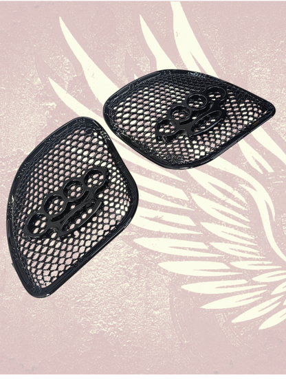 98-2024 Road Glide 3D brass knuckles speakers grill covers set