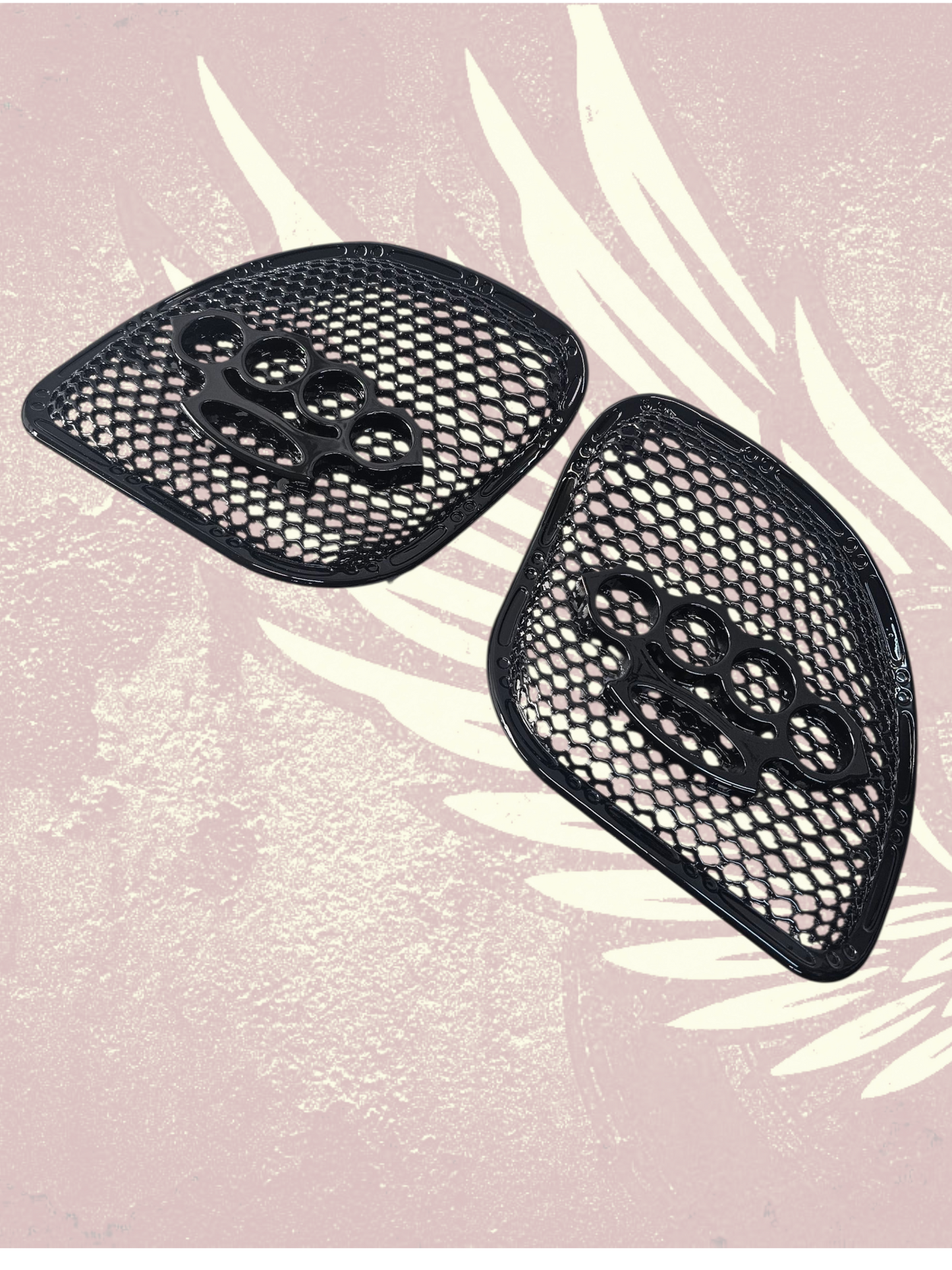 98-2024 Road Glide 3D brass knuckles speakers grill covers set