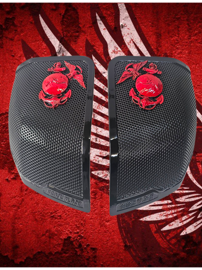 24+ Harley Davidson bag lid Speaker Grill Cover USMC