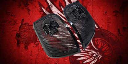 14-24 Harley Davidson bag lid Speaker Grill Cover Ancient Skull