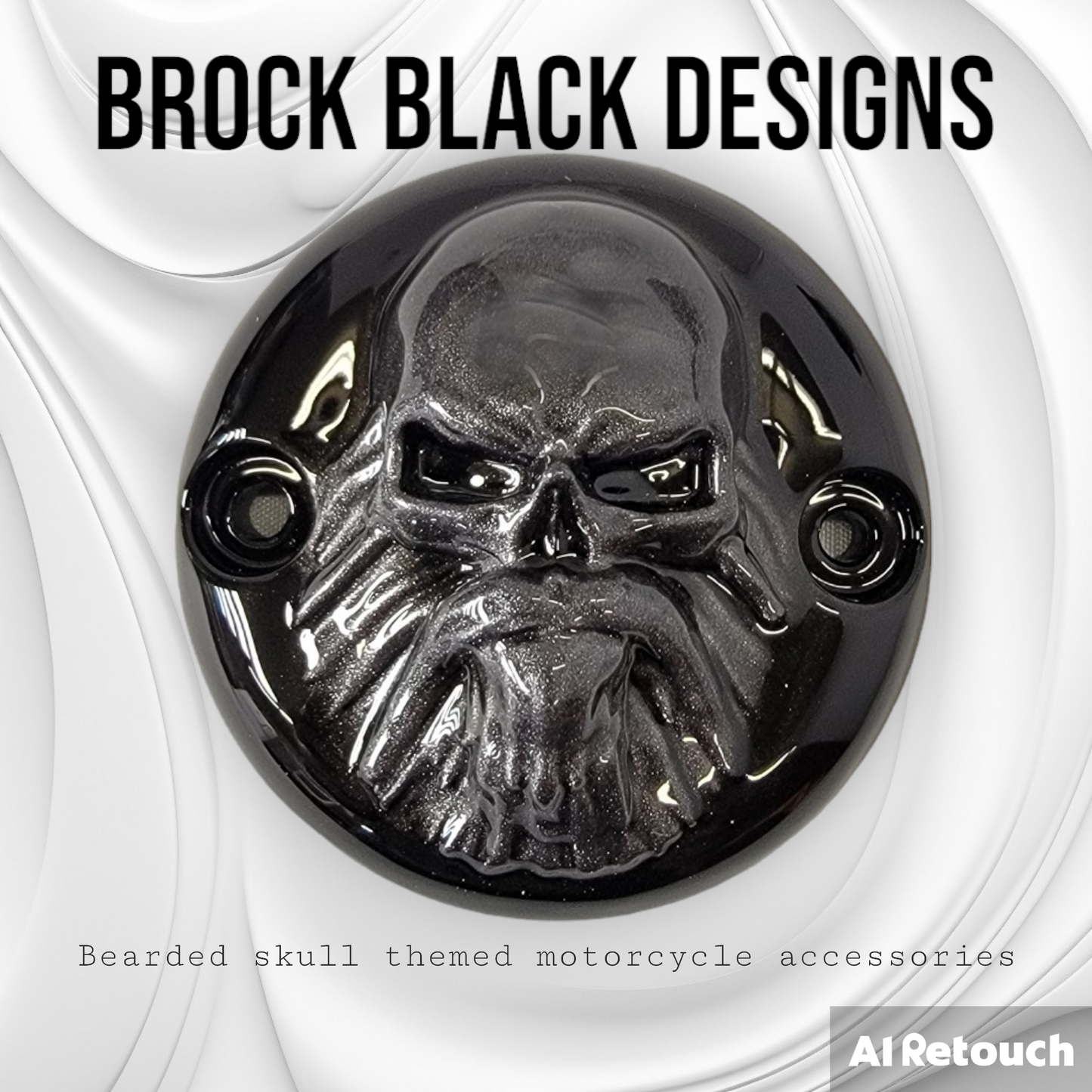 3D bearded skull derby cover and points cover