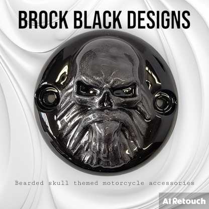 3D bearded skull derby cover and points cover