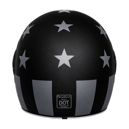 DOT Daytona Retro Full Face Motorcycle Helmet: Vintage Style for Men, Women, & Youth - W/ Captain America Stealth