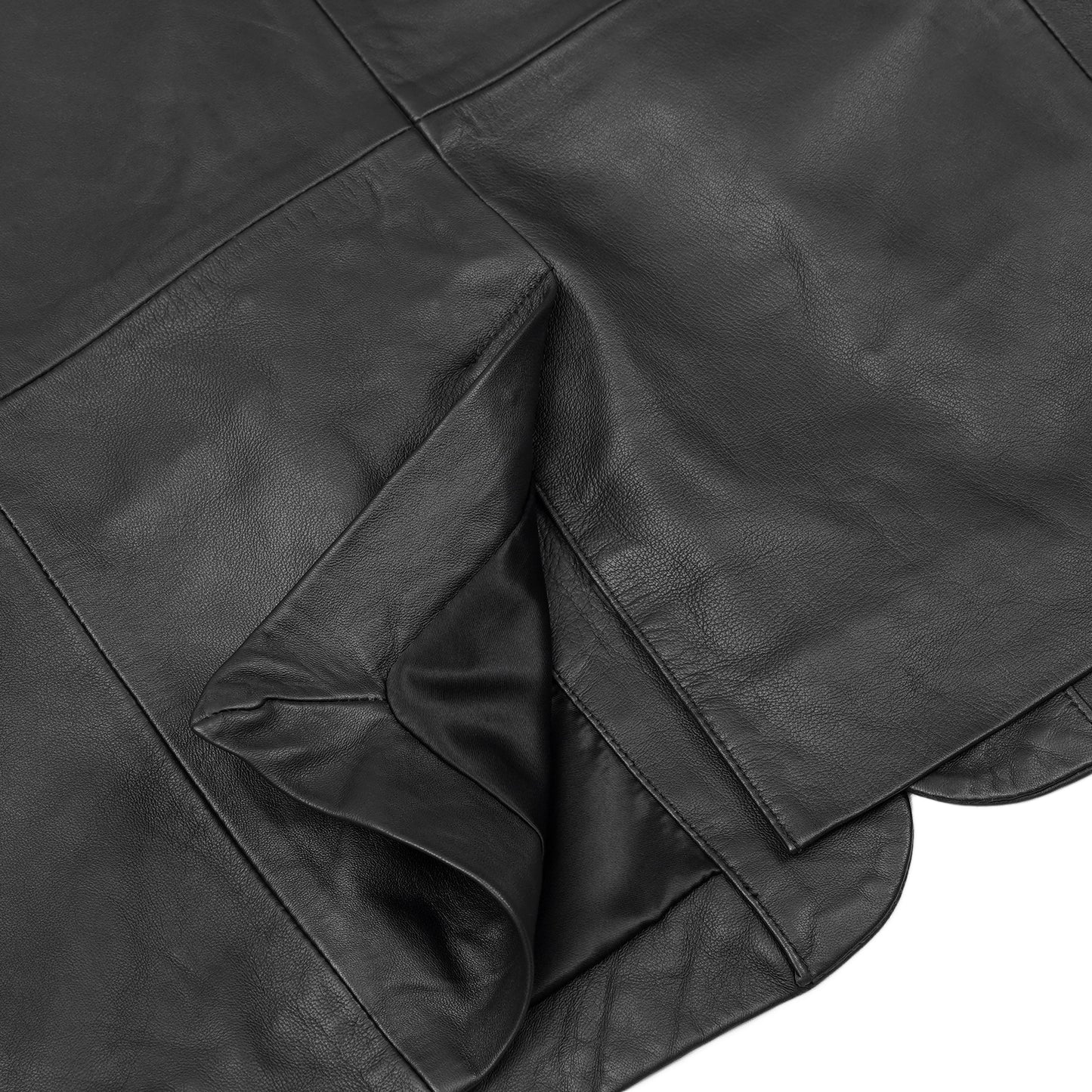 Retro Trim Men's Black Sheep Skin Leather Blazer