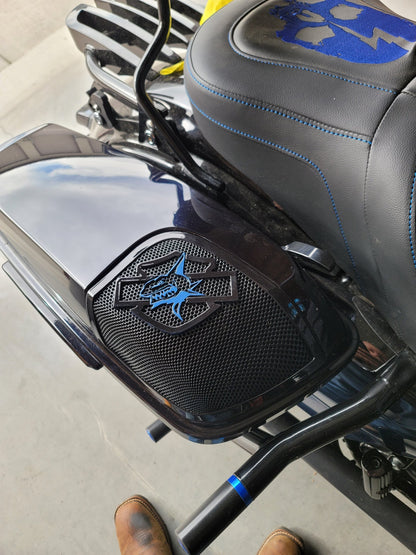 14-24 Harley Davidson bag lid Speaker Grill Cover shark theme