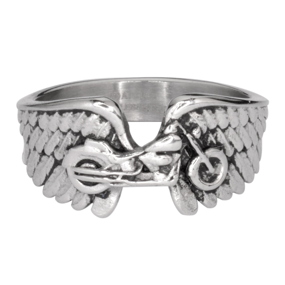 SK1086  Ladies Motorcycle Bike Wing Ring Stainless Steel  Size 5-10