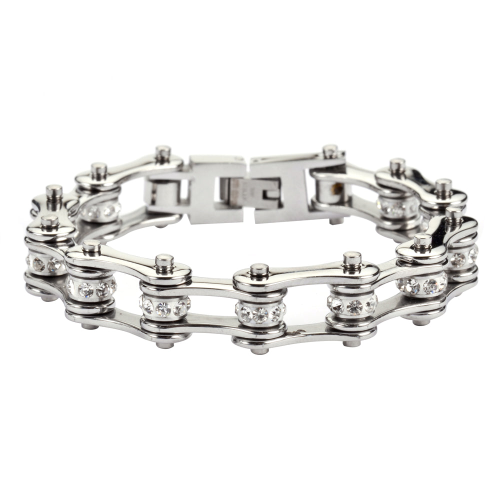 SK1105 April Wide Clear Crystal Centers Stainless Steel