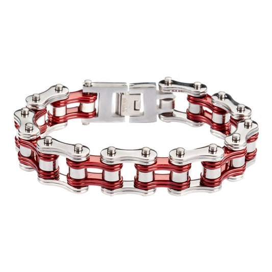 SK1230 Two Tone Silver Candy Red Bracelet