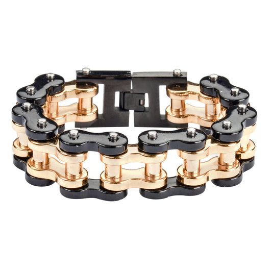 SK1257 Black Gold Thick Link Bracelet