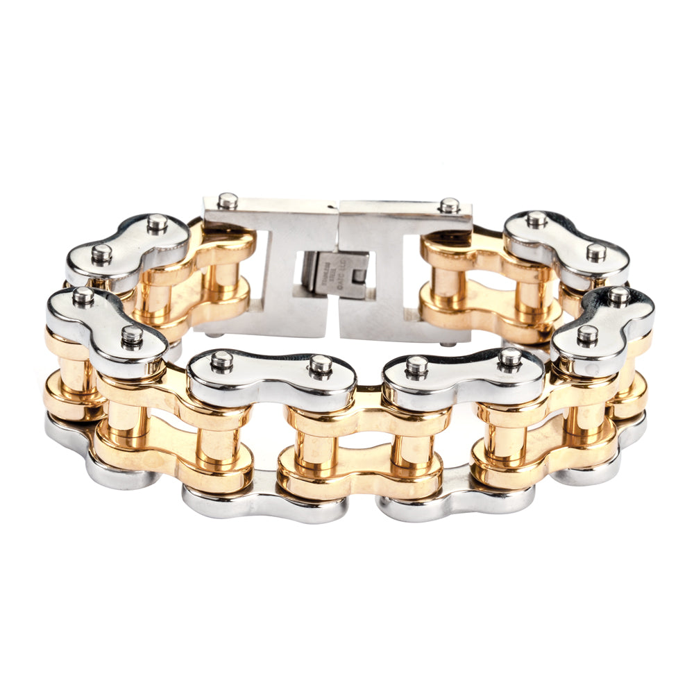 SK1259 Silver Gold Thick Link Bracelet