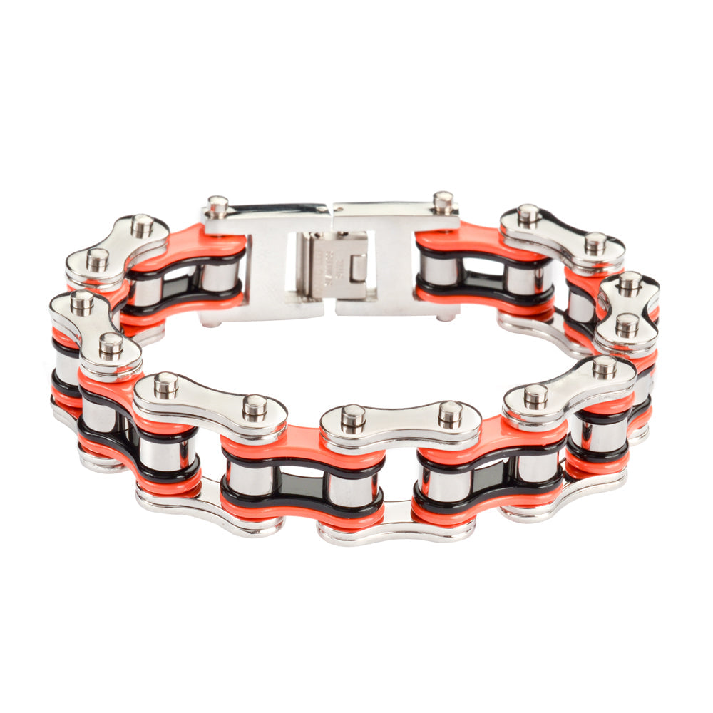 SK1260 Tri-Color Silver Orange Black Bracelet