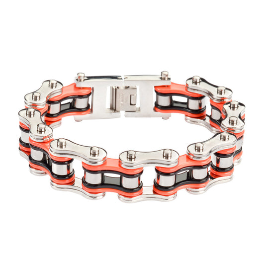 SK1260 Tri-Color Silver Orange Black Bracelet