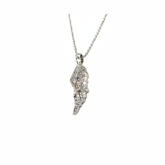 Women’s Angel Wing Crystal Necklace – Stainless Motorcycle Jewelry
