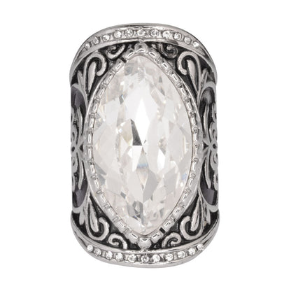 SK1745  Ladies Big Crystal Fancy Design Ring Stainless Steel Motorcycle Jewelry  Size 6-12
