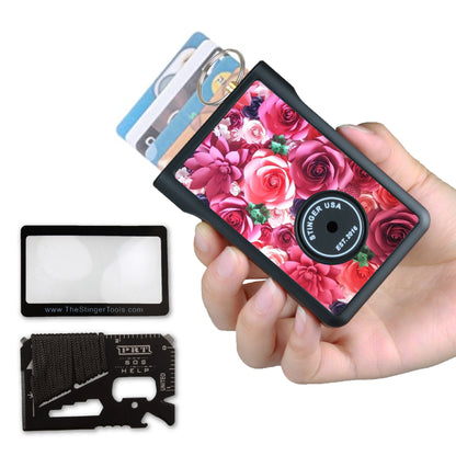 Safety Wallet With Personal Alarm Multi Functional Tool (Black Marble)