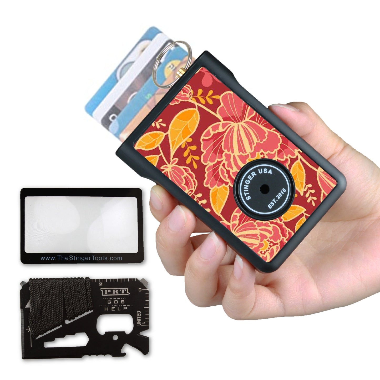 Safety Wallet With Personal Alarm Multi Functional Tool (Pink Marble)