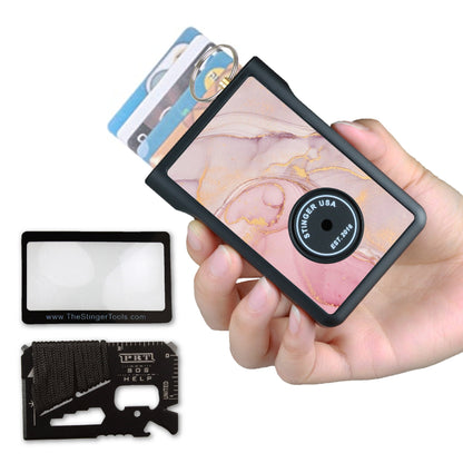 Safety Wallet With Personal Alarm Multi Functional Tool (Pink Marble)