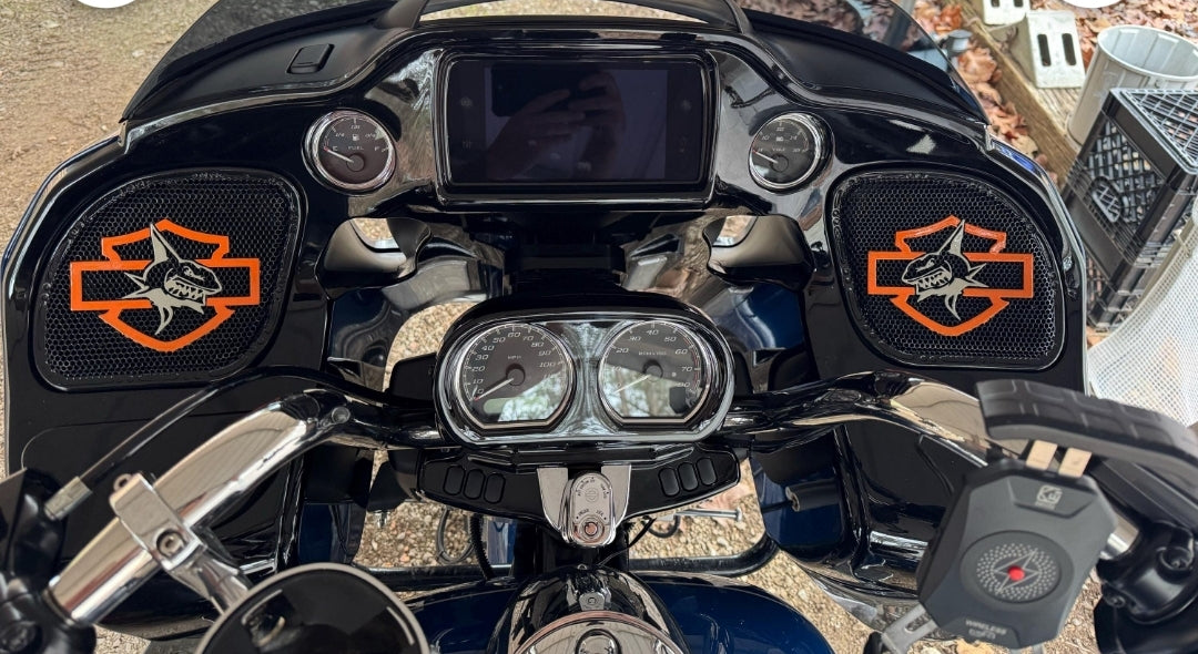 98-2024 Road Glide 3D shark speakers grill covers set
