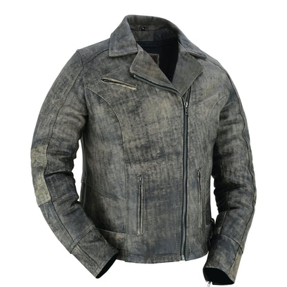 Shen Antique Brown Women's Leather Motorcycle Jacket