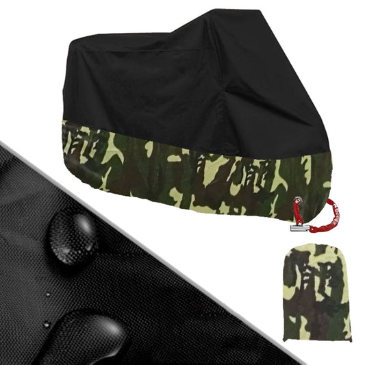 190T Motorcycle Rain Covers Dustproof Rain UV Resistant Dust Prevention Covers, Size: XXXL(Black Camouflage)