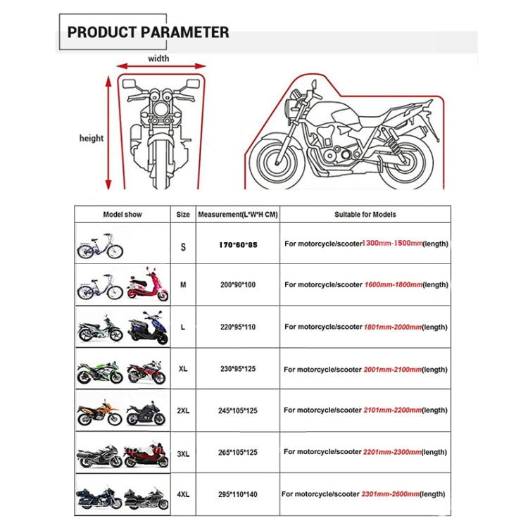 190T Motorcycle Rain Covers Dustproof Rain UV Resistant Dust Prevention Covers, Size: XL(Black and Light Blue)