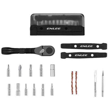 ENLEE EN59 19pcs Bike Ratchet Wrench Set Portable Multifunctional Bicycle Repair Tool Kit, EN59 19pcs