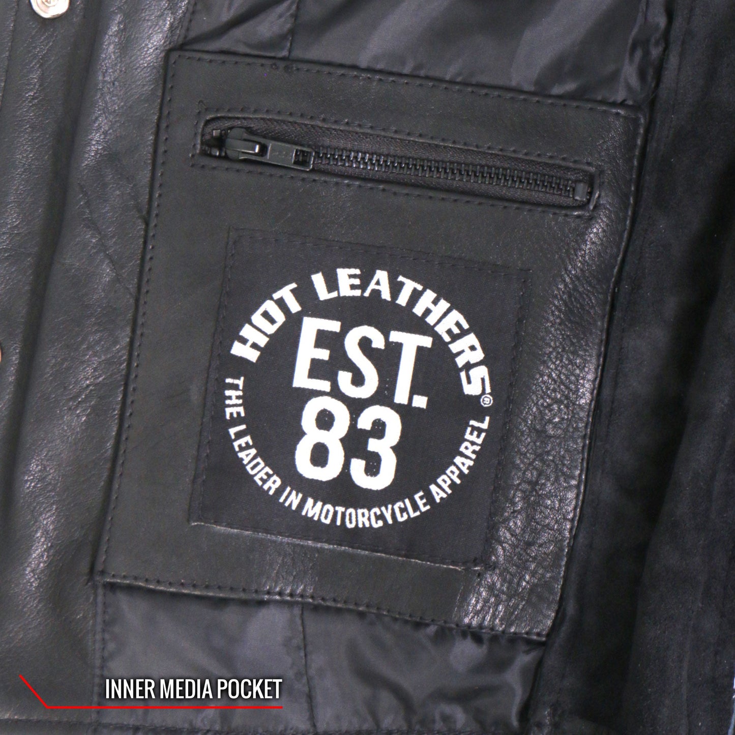 Hot Leathers VSL1017 Ladies 'Sugar Skull' Lined Black Leather Motorcycle Biker Vest