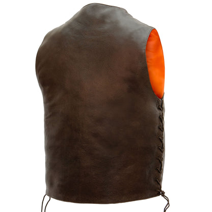 Hot Leathers VSM1029 Men's Distressed Brown Motorcycle 10 Pocket 'Conceal and Carry' Leather Biker Vest