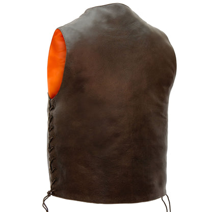 Hot Leathers VSM1029 Men's Distressed Brown Motorcycle 10 Pocket 'Conceal and Carry' Leather Biker Vest