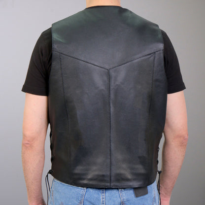Hot Leathers VSM1033 Men's Black Motorcycle 'Classic Side Lace' Leather Biker Vest