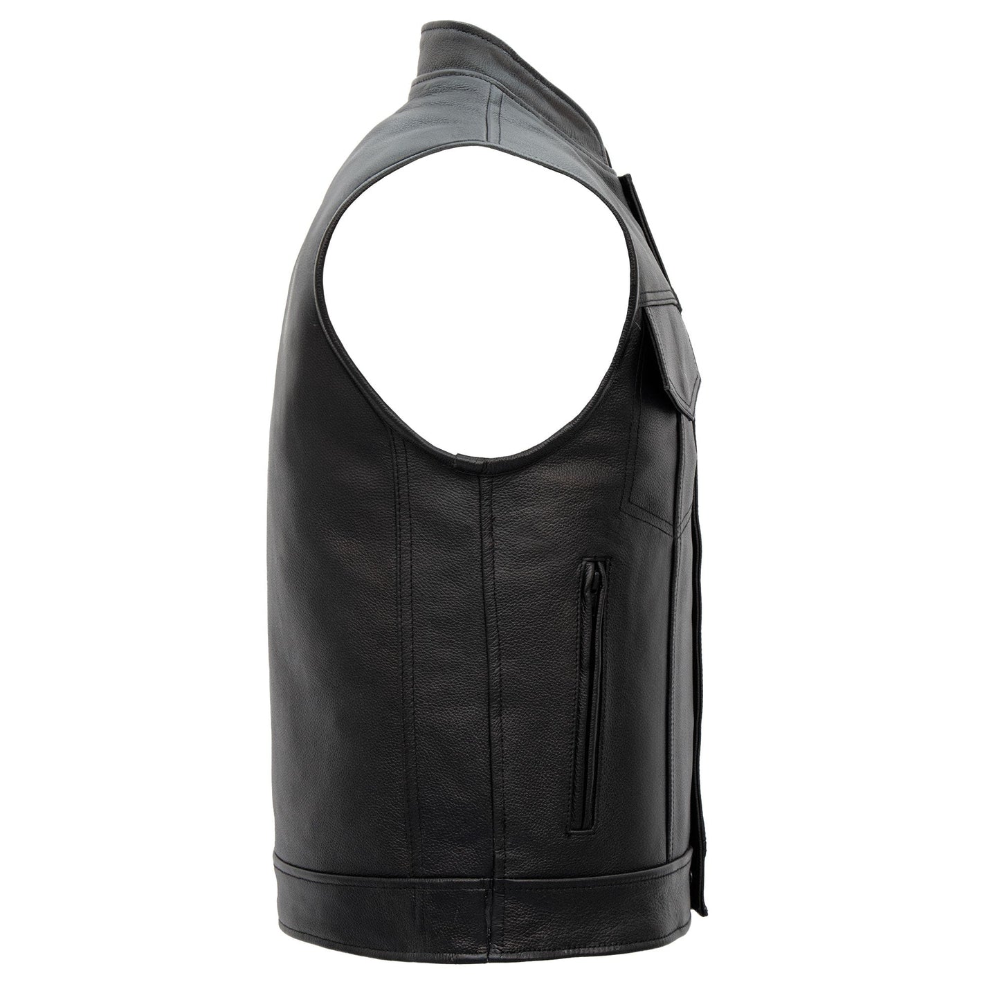 Hot Leathers VSM1049 Men's Black 'Paisley' Motorcycle Club style Conceal and Carry Leather Biker Vest
