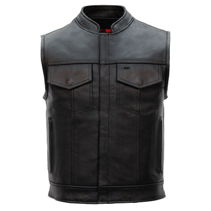 Hot Leathers VSM1055 Men’s Black 'Over The Top Skull' Motorcycle Club Style Conceal and Carry Leather Biker Vest