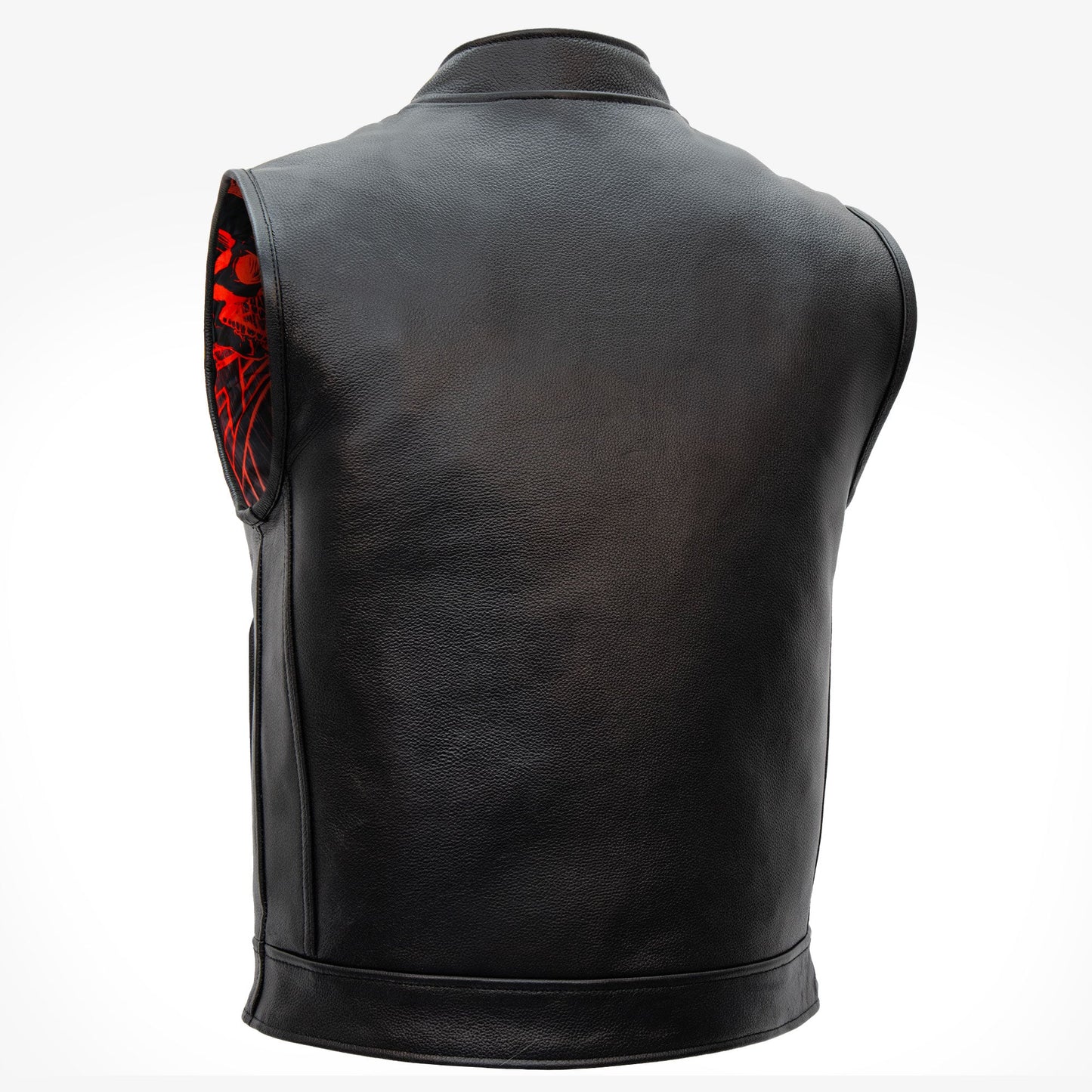 Hot Leathers VSM1055 Men’s Black 'Over The Top Skull' Motorcycle Club Style Conceal and Carry Leather Biker Vest