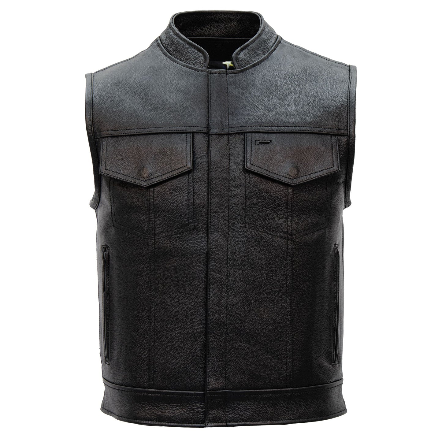 Hot Leathers VSM1056 Men's Black 'Vintage USA Flag' Motorcycle Club Style Conceal and Carry Leather Biker Vest