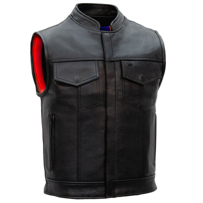 Hot Leathers VSM1057 Men’s Black 'Mexican Blanket' Motorcycle Club Style Conceal and Carry Leather Biker Vest