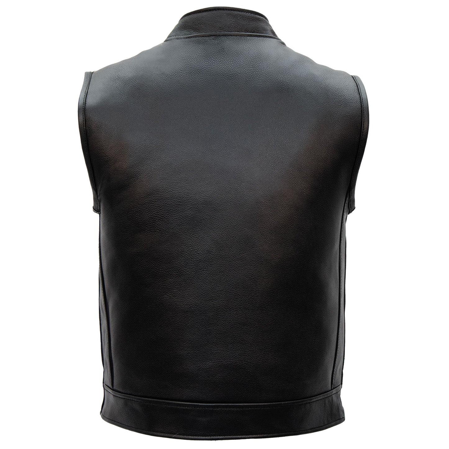 Hot Leathers VSM1060 Men's Black 'Flannel Red' Motorcycle Club Style Conceal and Carry Leather Biker Vest