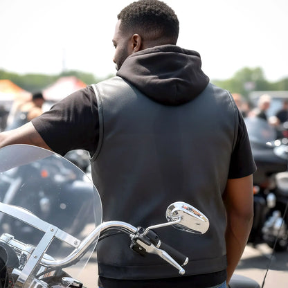 Hot Leathers Leather Motorcycle Biker Club Vest with Hood