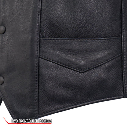 Hot Leathers VSM5008 Men's USA Made Side Lace Premium Leather Motorcycle Biker Vest