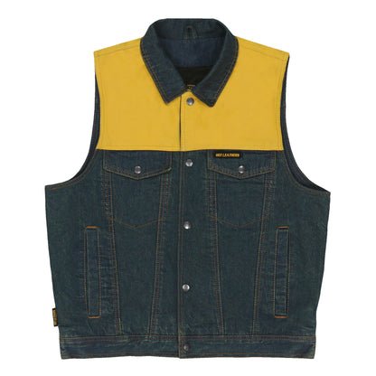 Hot Leathers Men's Leather and Denim Conceal Carry Vest VSM6103