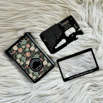Safety Wallet With Personal Alarm Multi Functional Tool (Black Marble)