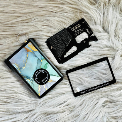 Safety Wallet With Personal Alarm Multi Functional Tool (Black Carbon Fiber)