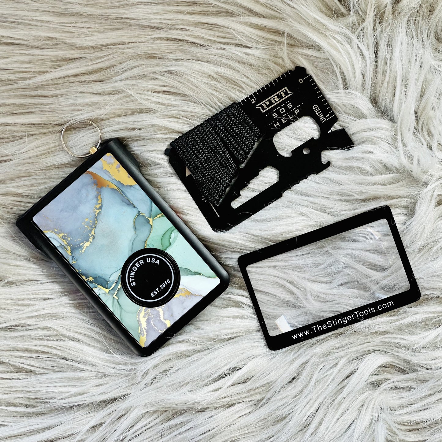 Safety Wallet With Personal Alarm Multi Functional Tool (Green Flower)