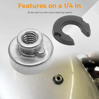 10pcs Cast Nut Mounting Rear Seat To Top Fender For Harley Sportster Touring Limited Softail Dyna Cvo 1996-Later Aluminum Silver