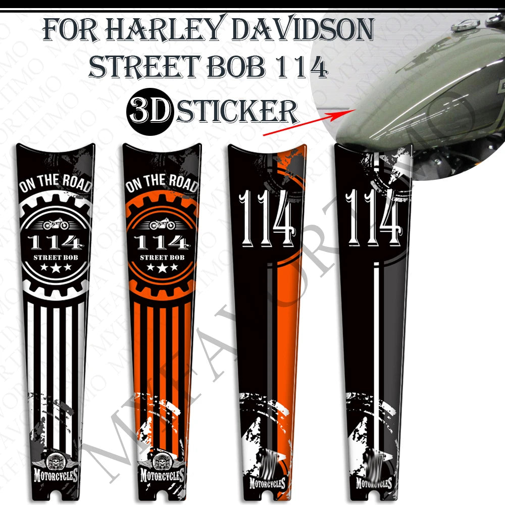 For Harley Davidson Street Bob 114 3D Motorcycle Fuel Tank Pad Knee Decal Protector Sticker Kit Custom Painted Accessories