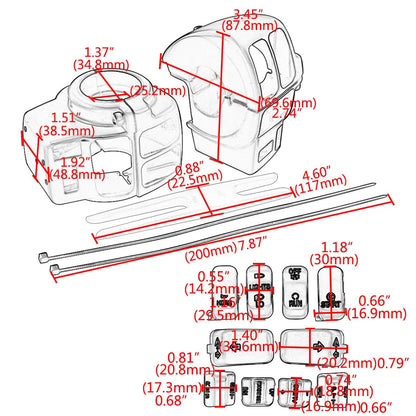 Motorcycle Chrome Switch Housings Switch Caps For Harley Road Electra Glide FLHTCU FLHTK FLTR FLTRU FLHTCUTG Handlebar Controls