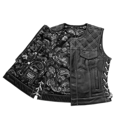 Bonnie - Women's Motorcycle Leather Vest - Diamond Quilt